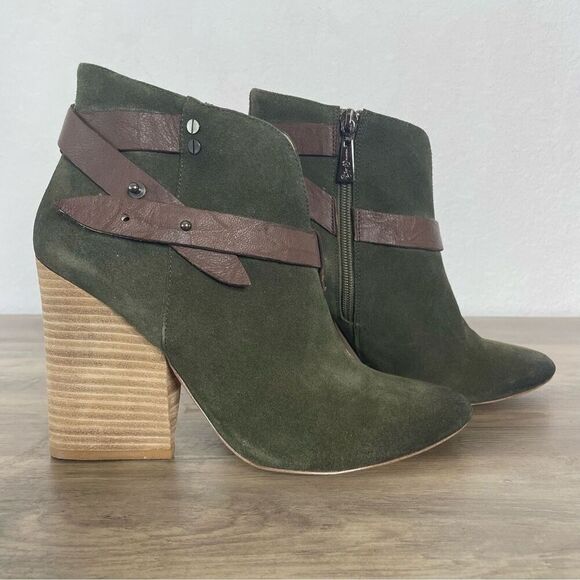 MATT Bernson Special Project Olive Green Suede Leather Ankle Boots Booties - Picture 4 of 15